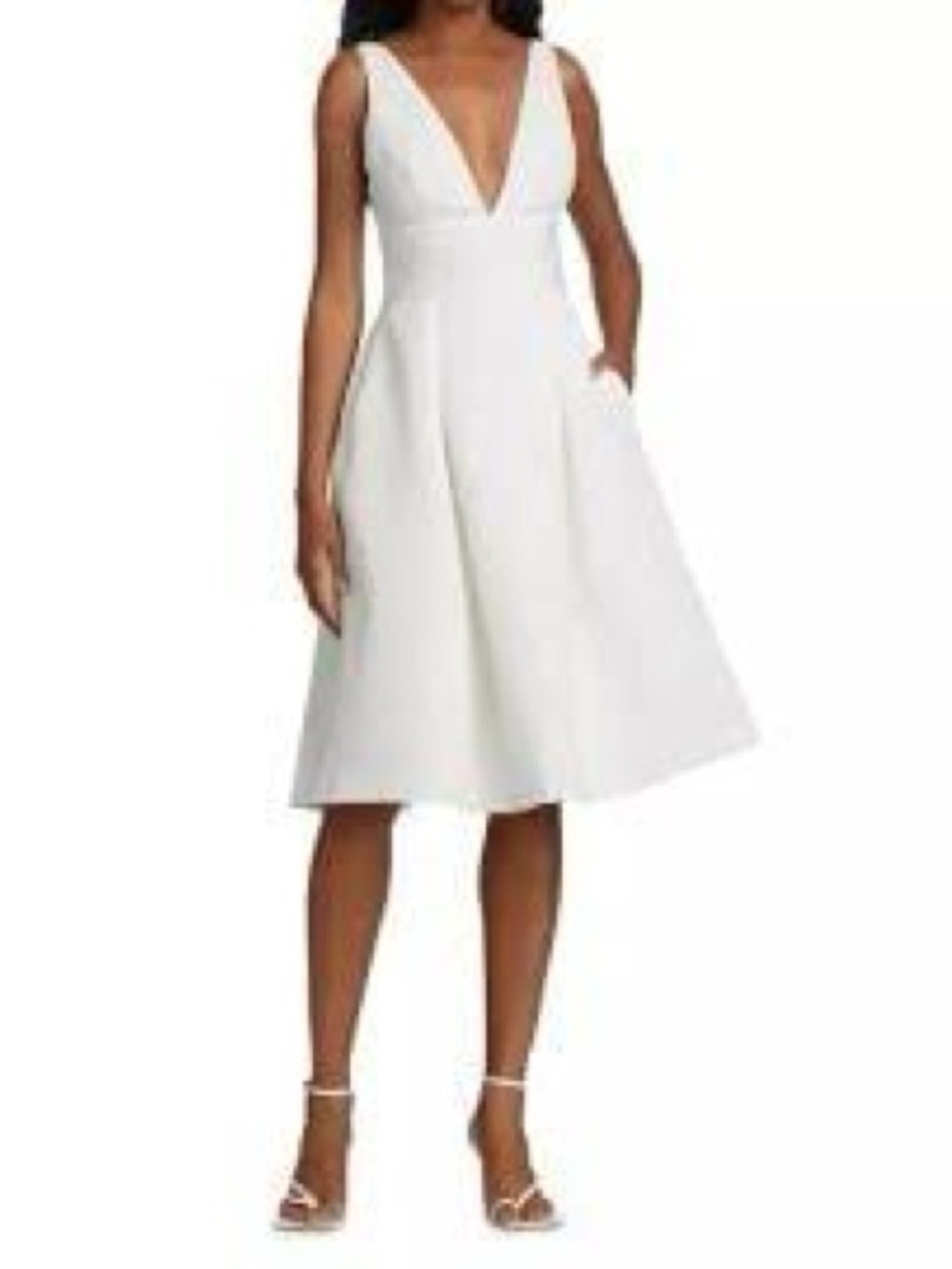 Amsale faille v-neck fit and flare dress